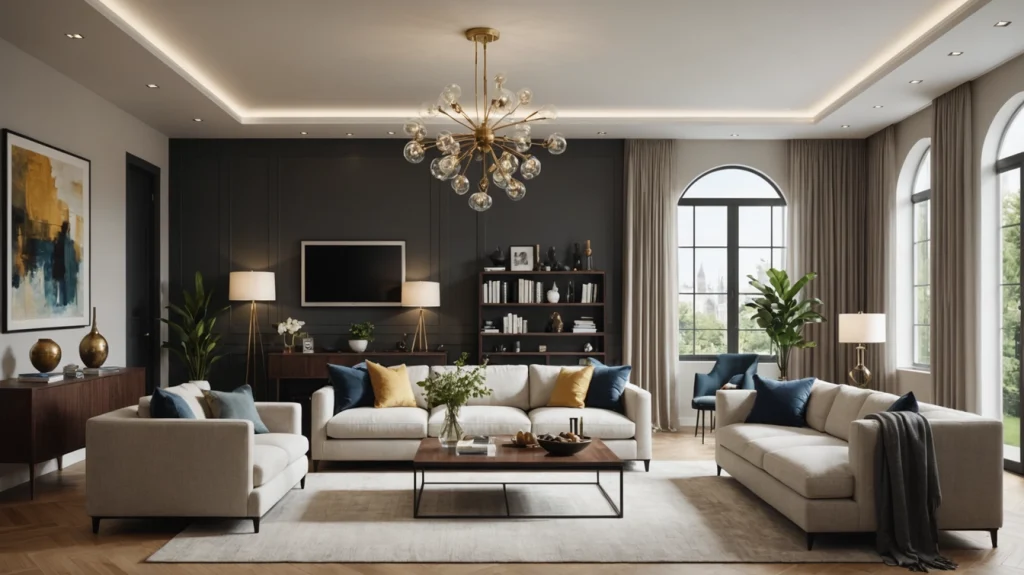 salón moderno con tendencias de decoración 2025
